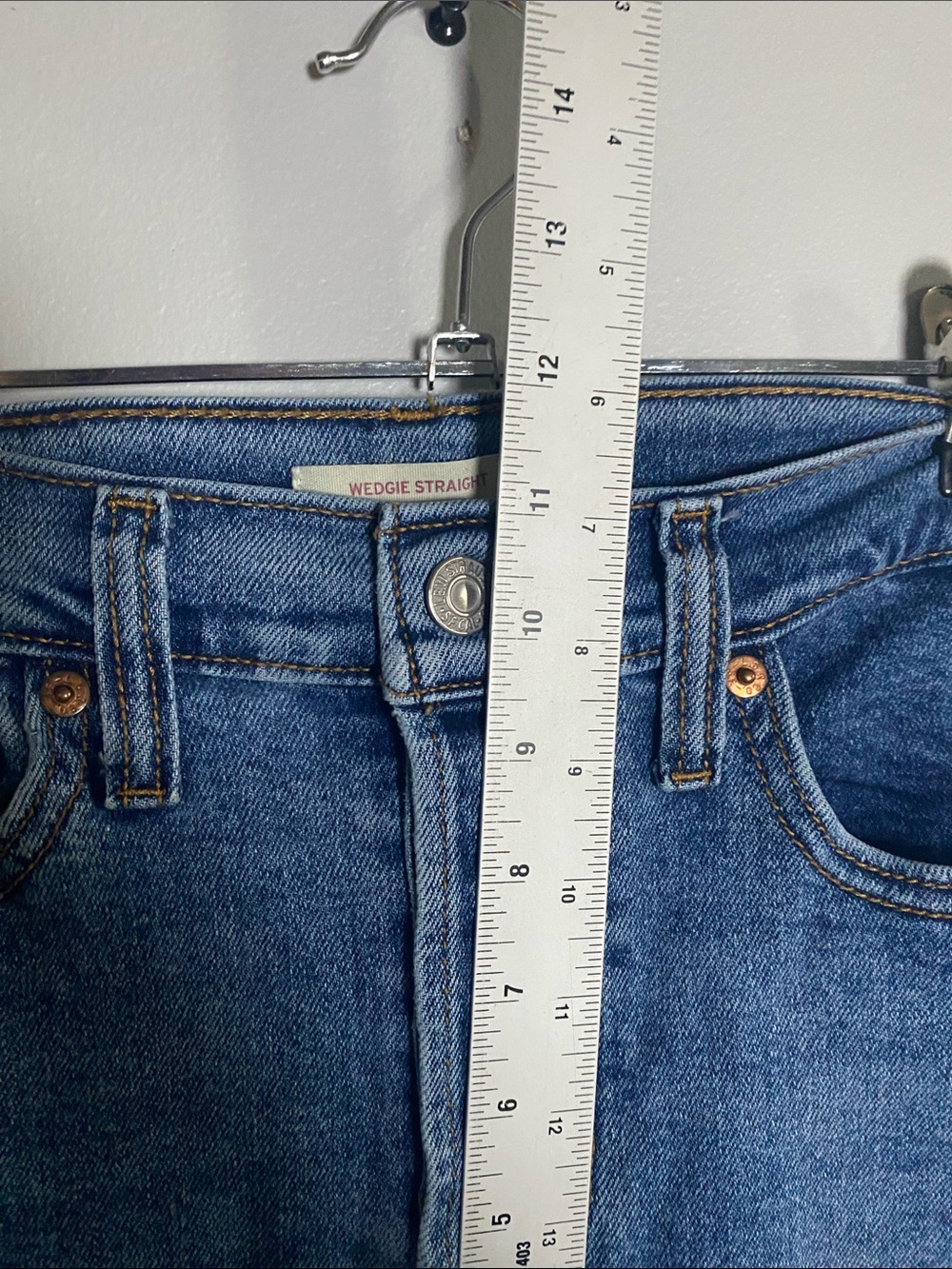 Levi’s Wedgie Straight Jeans Women’s 26 x28 Blue Denim High Rise Cotton Blend - Picture 13 of 14